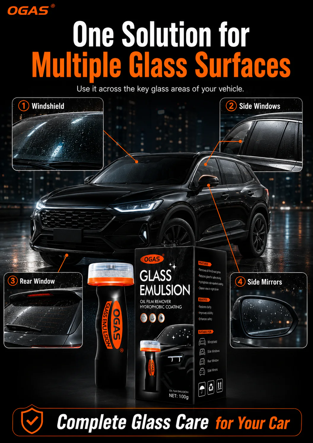 OGAS multiple automotive glass surfaces