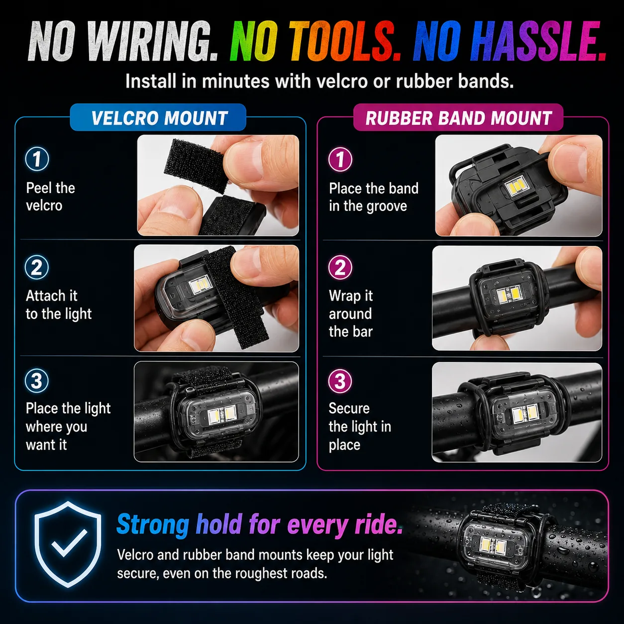 Wireless RGB motorcycle strobe lights detail 06