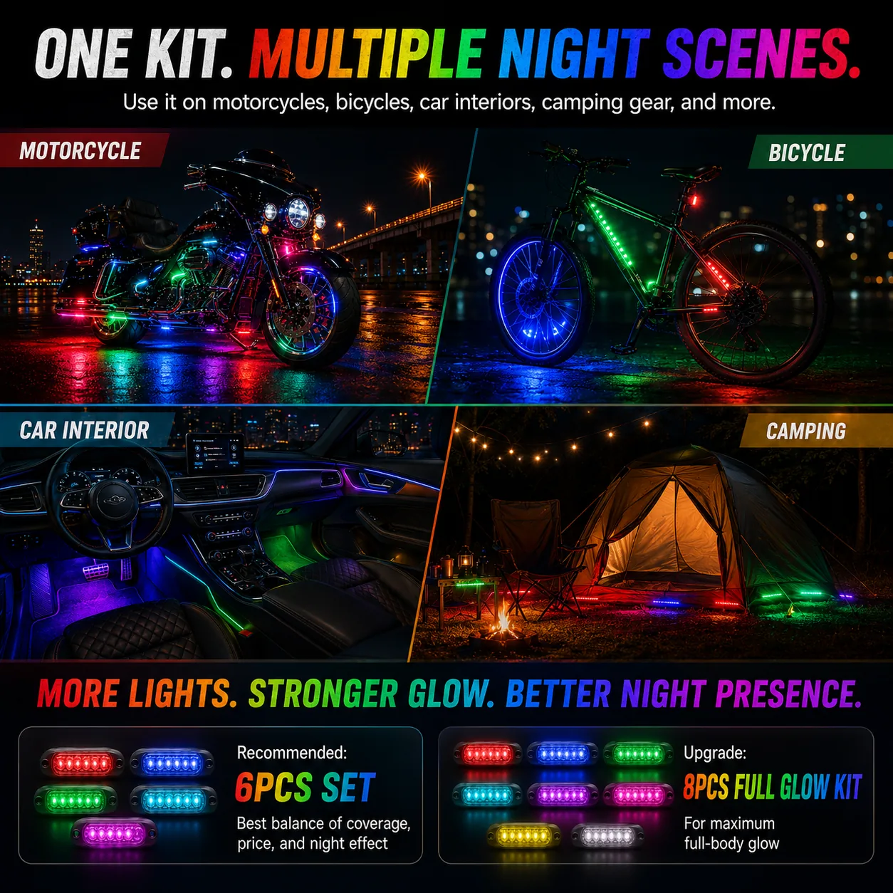 Wireless RGB motorcycle strobe lights detail 07