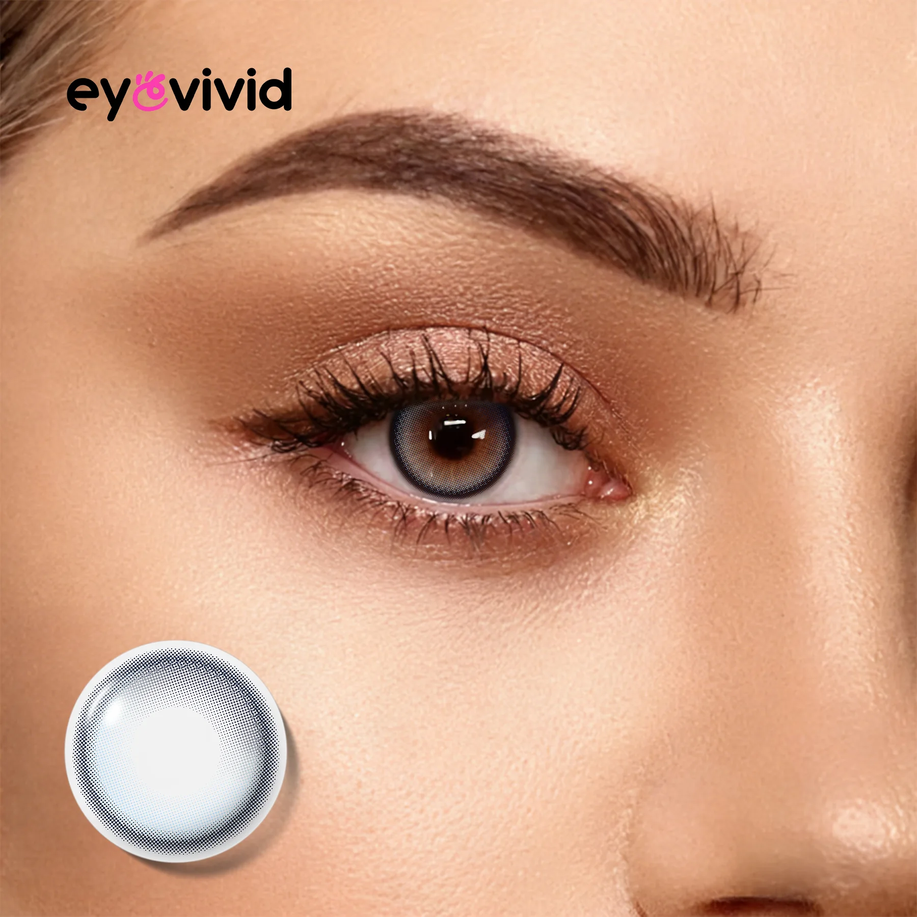 EyeVivid Aurora Pearl Gray Contact Lenses for Soft Glam Looks main on-eye view
