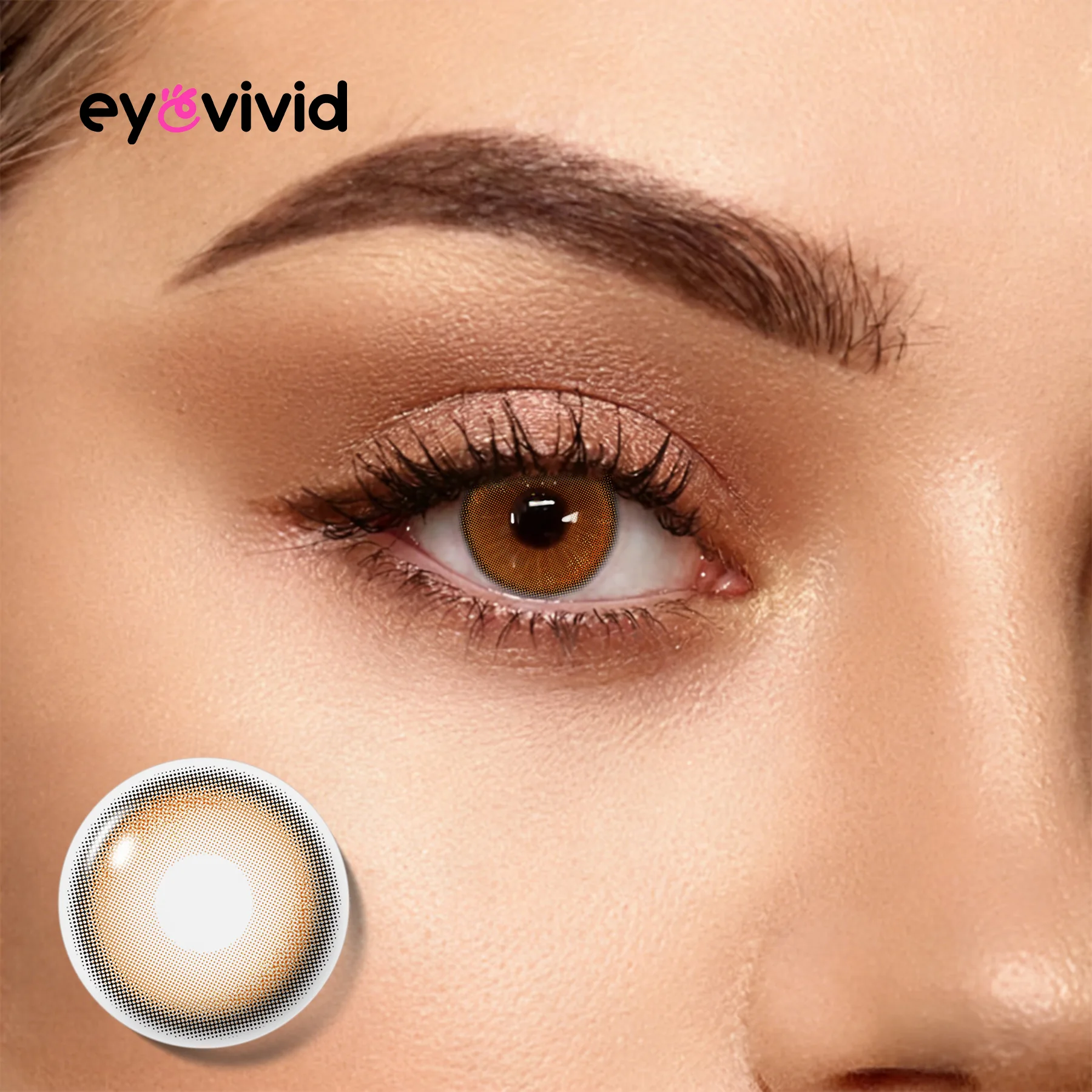 Caramel brown colored contact lenses for dark eyes