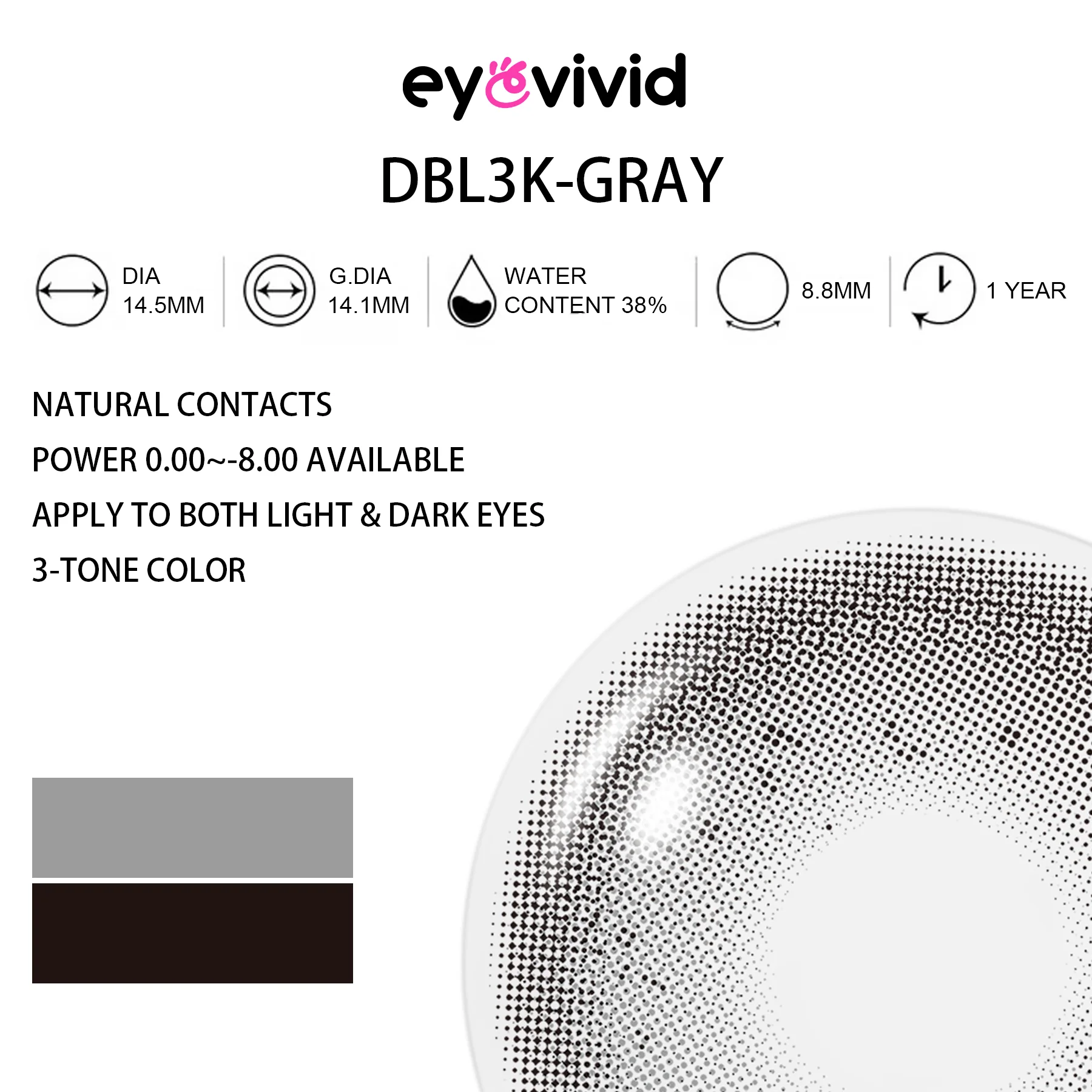 Aurora Gray close-up effect on dark eyes