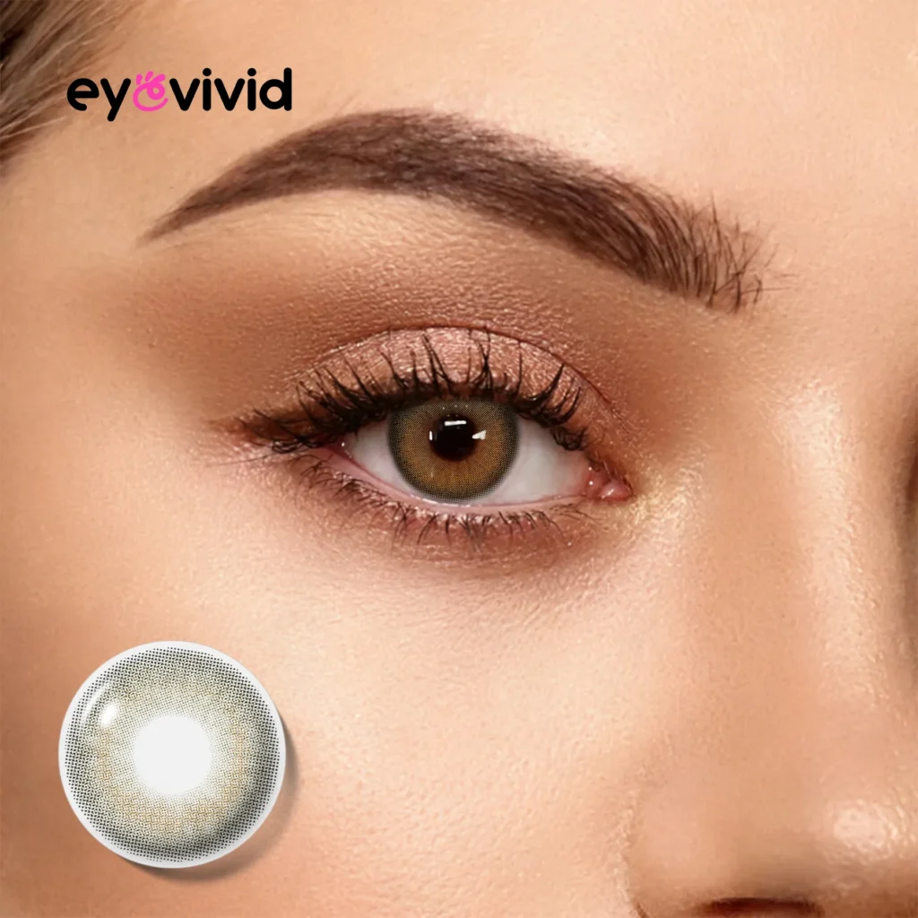 EyeVivid Crystal Green colored contact lens close-up for dark eyes blog cover