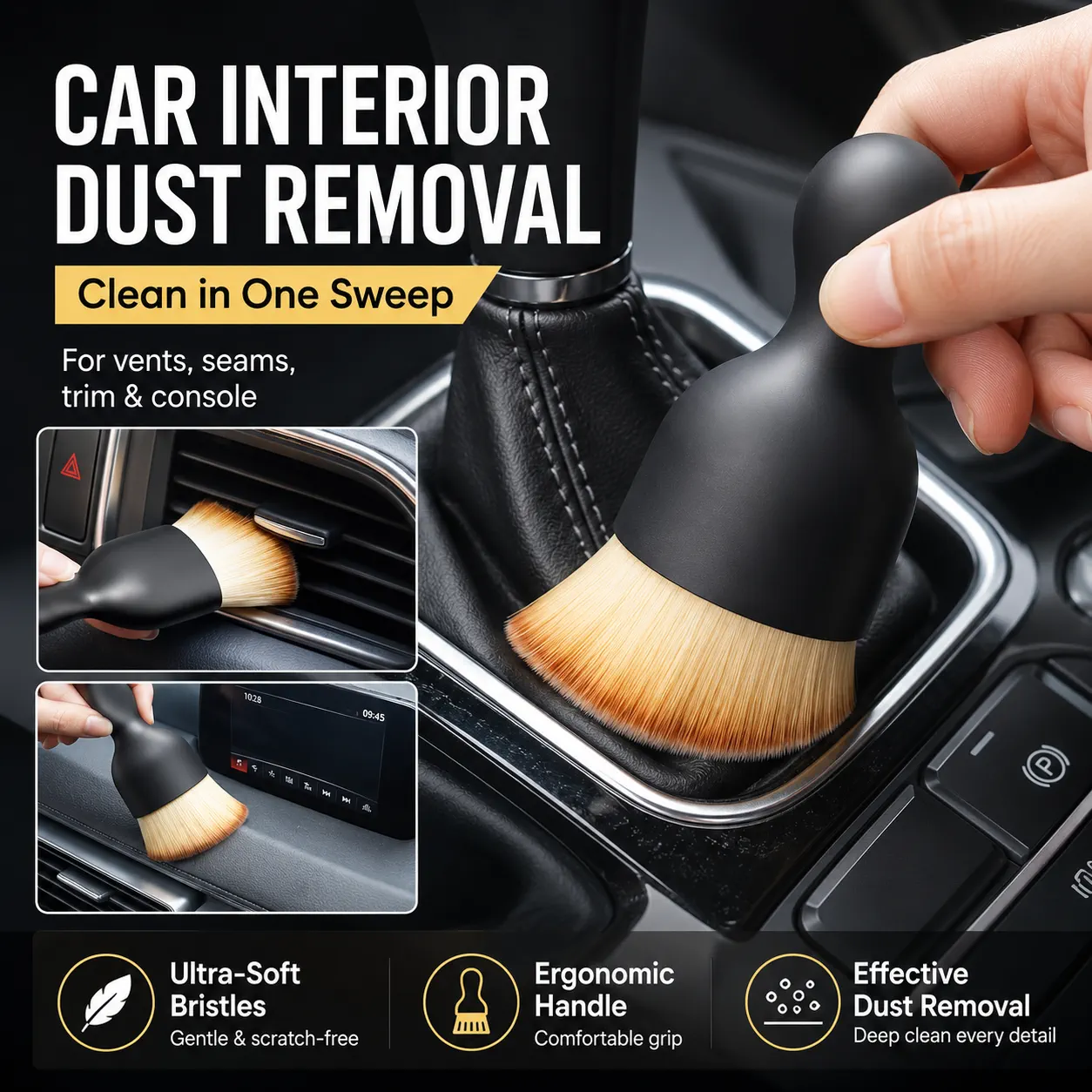 Car interior detail cleaning brush product image 2