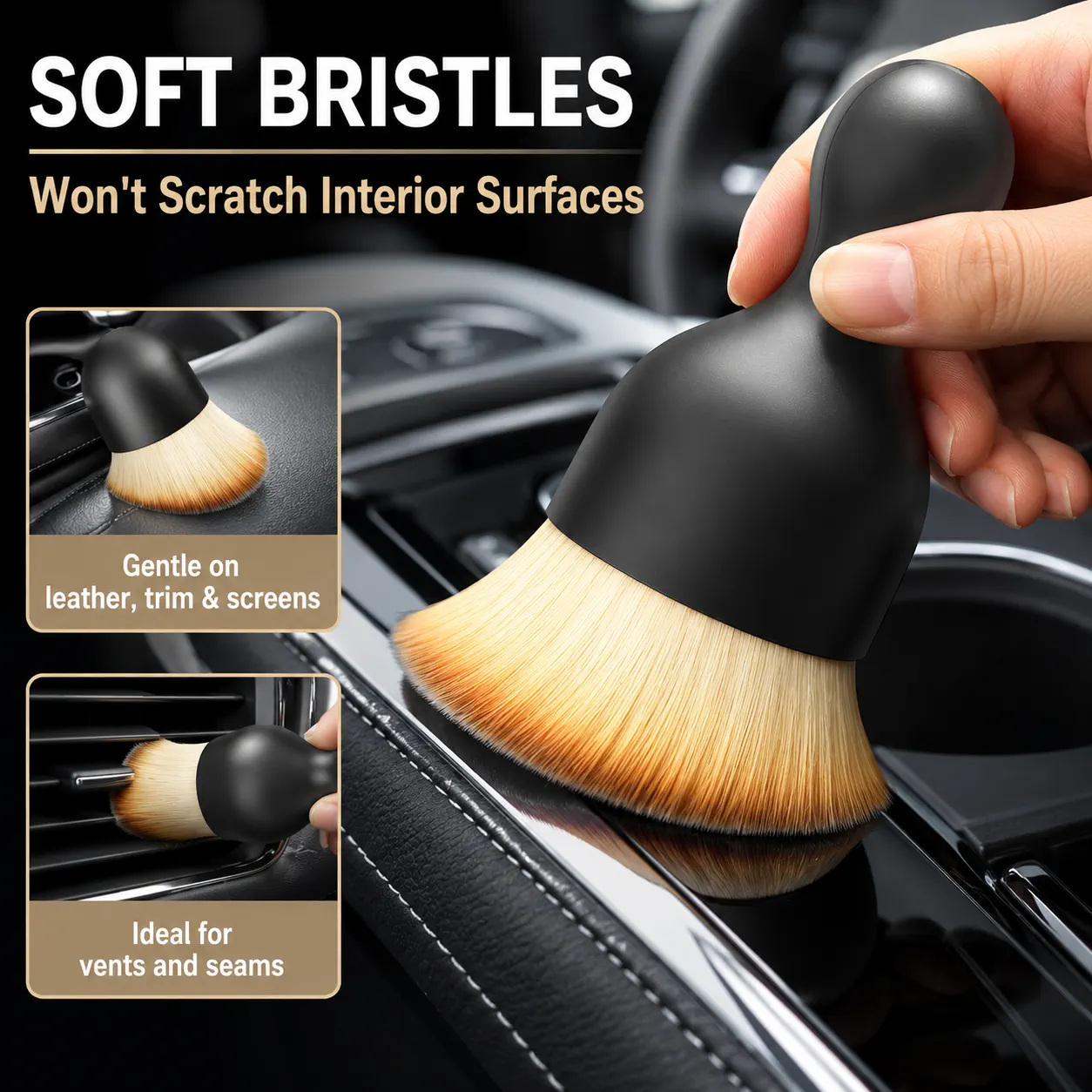 Car interior detail cleaning brush product image 3