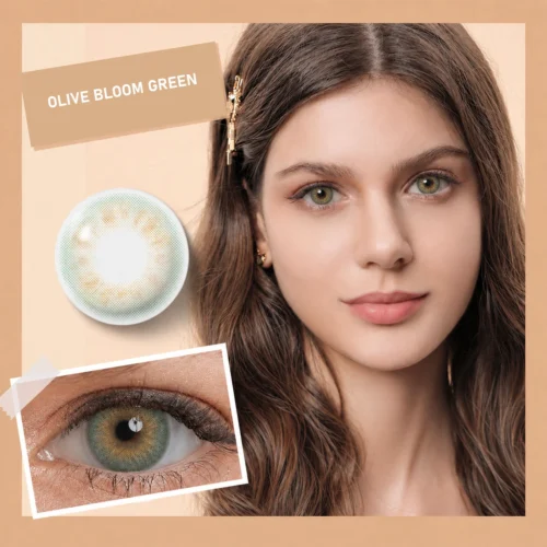 EyeVivid Olive Bloom Green Contact Lenses for Dark Eyes