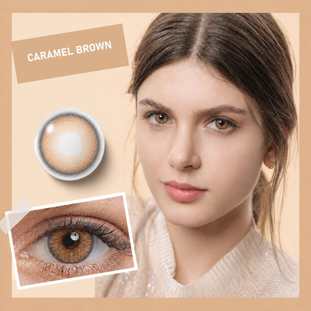 EyeVivid Caramel Brown Contact Lenses for Soft Glam Looks