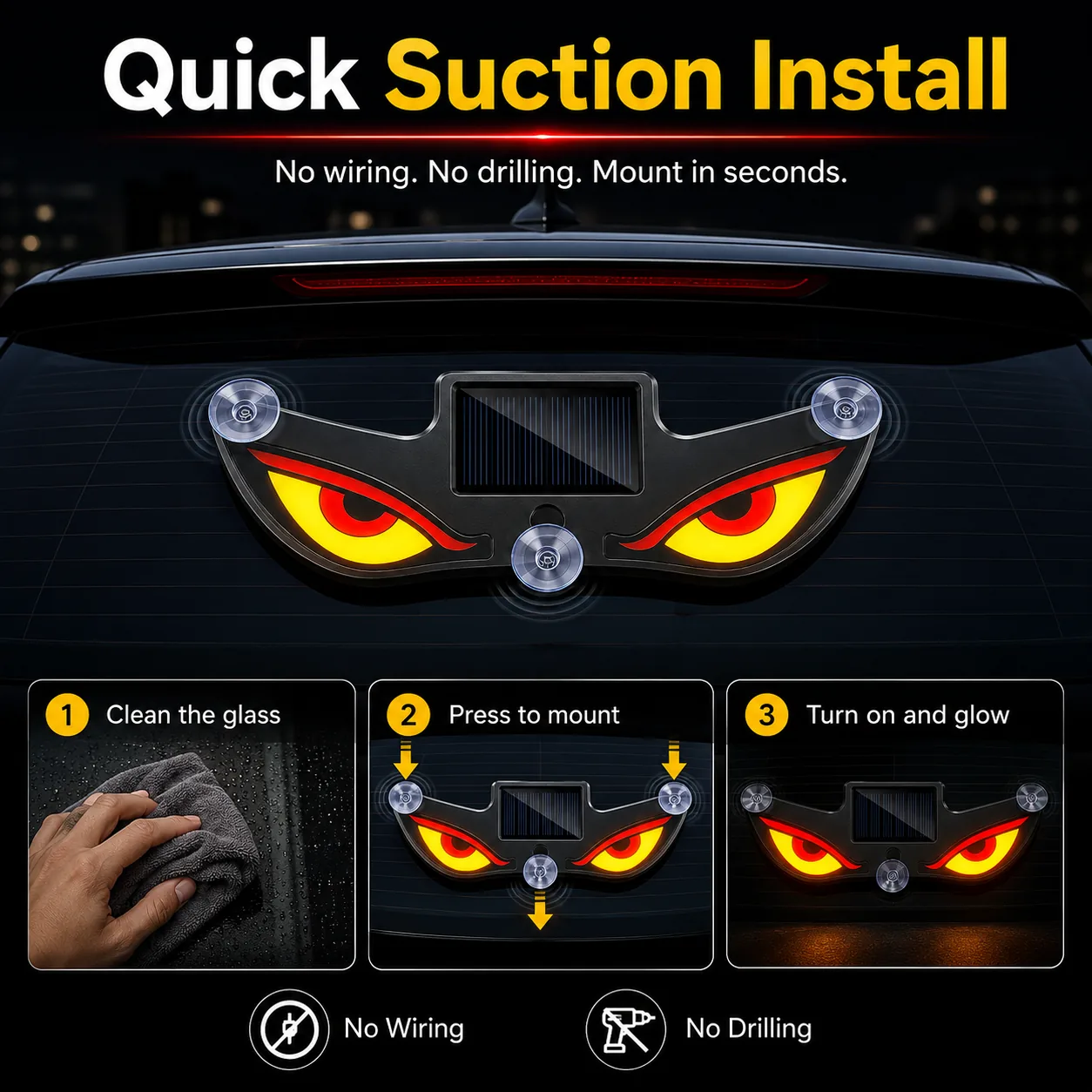 Quick suction install car window light