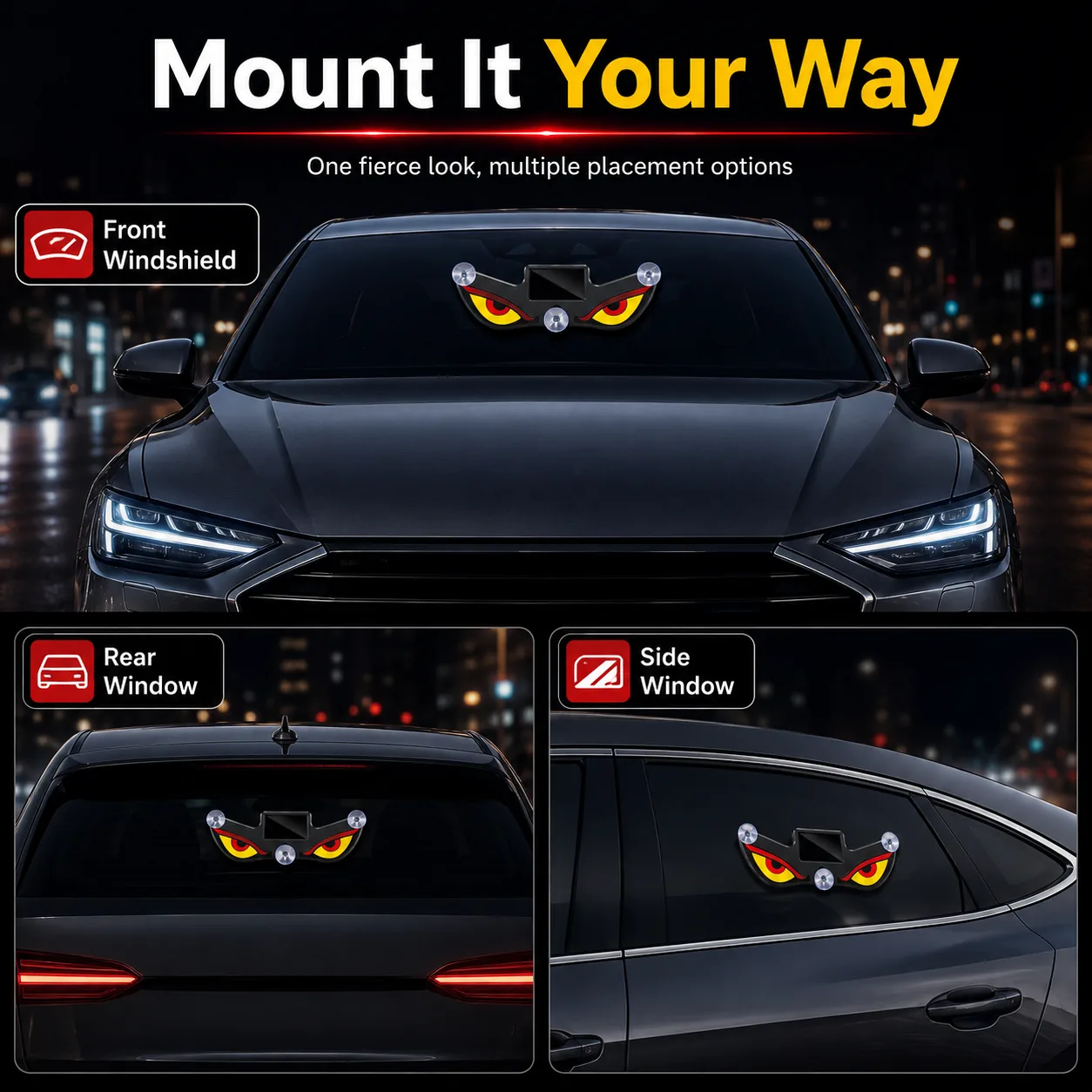 Inside car window mounting options